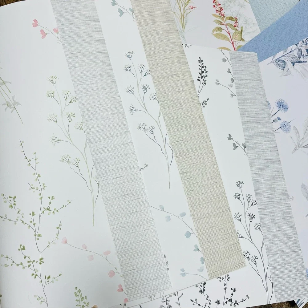 10 Large Floral Patterned Multicolor Wallpaper Sheets Samples DIY Crafts Bundle